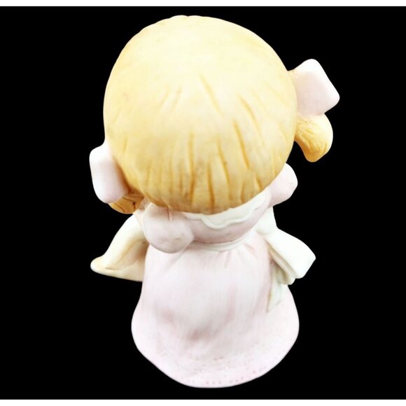 Homco Farm Girl Feeding Duck Porcelain Blond Kid Pink Dress Vintage Figure 4" - Picture 8 of 15